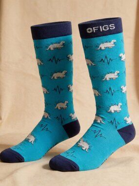 Figs Dino Pattern Compression Socks Size S